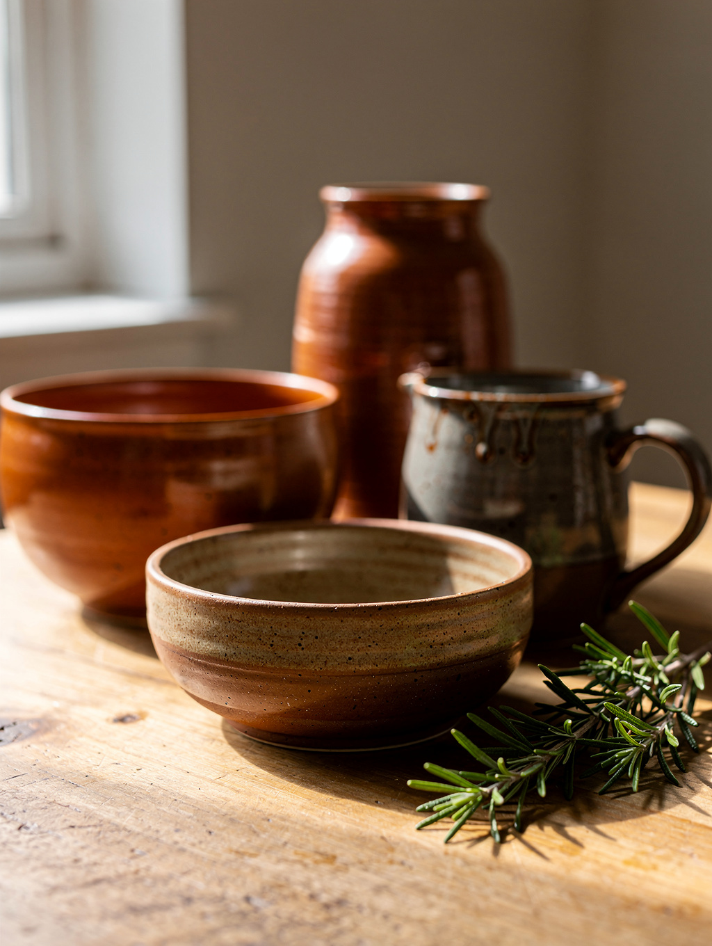 Styled vignette of ceramic planters and home decor from The Irish Times Interiors feature